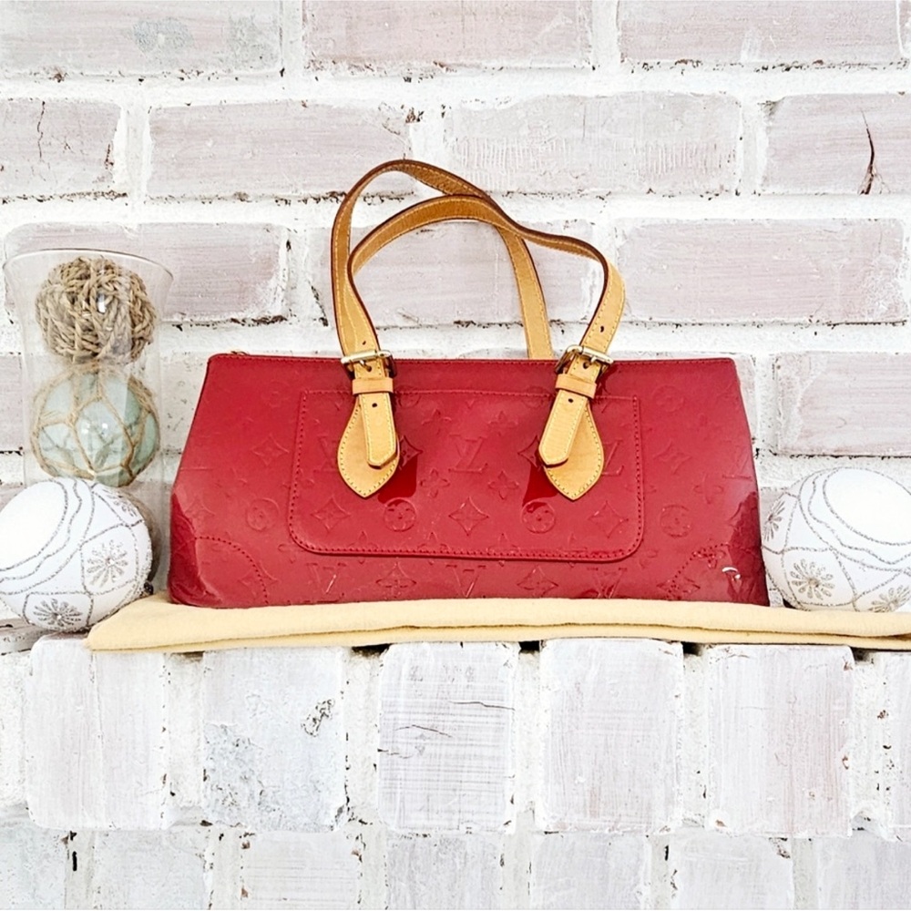 Louis Vuitton Red and Tan Handbag